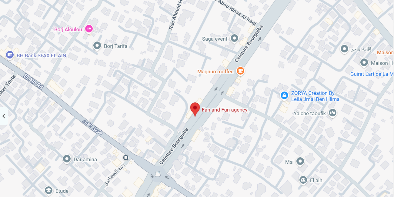 Map showing Fan & Fun Agency location in Sfax, Tunisia