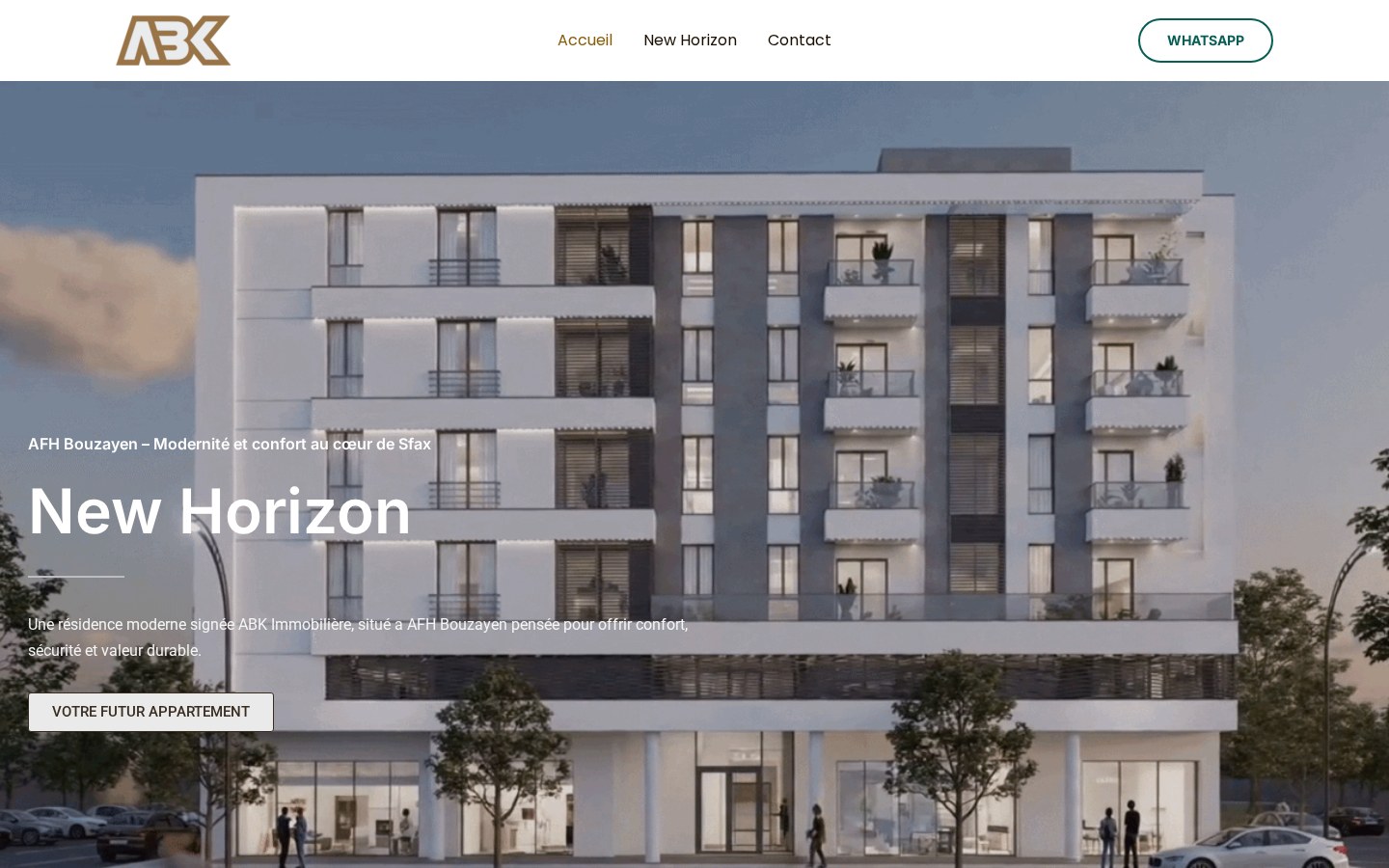 ABK Immobilière website designed by Fan & Fun Agency
